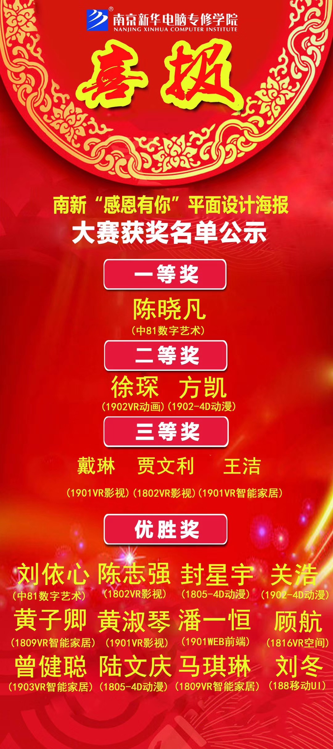 咻！前方為您發(fā)來(lái)南京新華“感恩有你”平面海報(bào)設(shè)計(jì)大賽的獲獎(jiǎng)捷報(bào)啦！