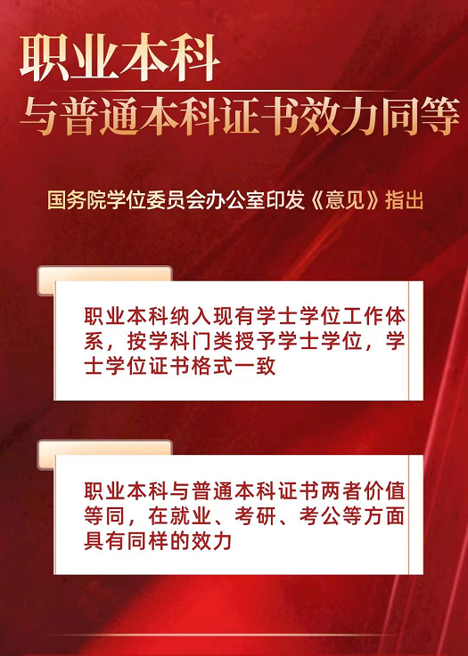 又一利好消息，教育部再發(fā)文：職業(yè)本科與普通本科證書效力同等！